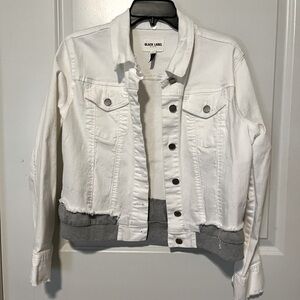 Black label white distressed denim jacket